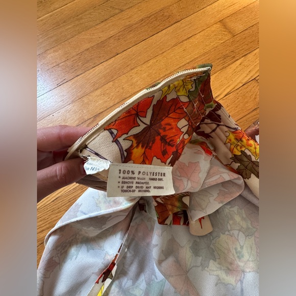 70s Vintage Fall Leaf Novelty Print Dress Sz M - Picture 5 of 12